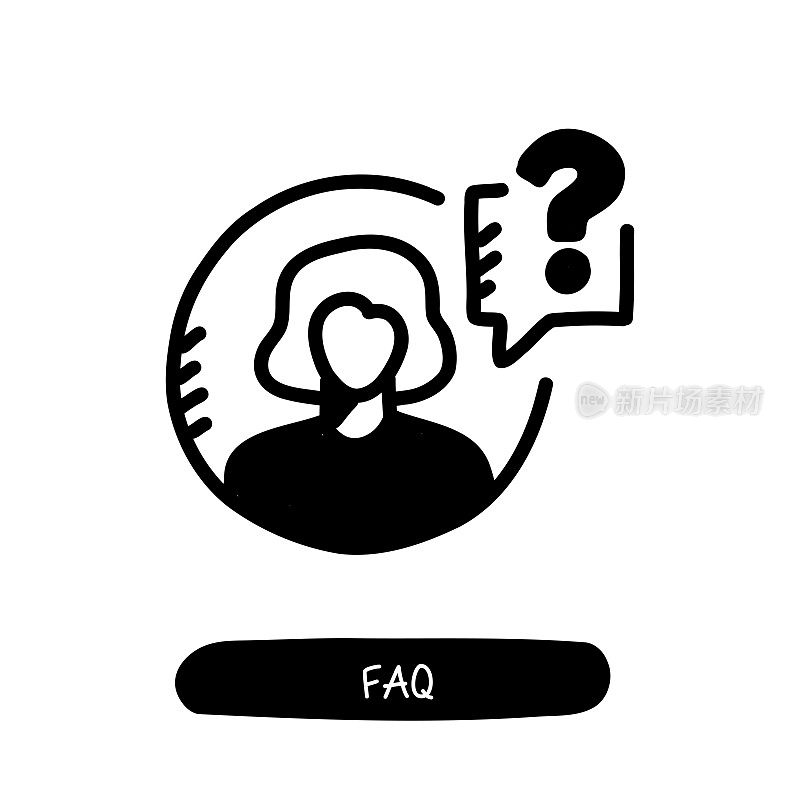 FAQ图标。潮流风格矢量插图符号