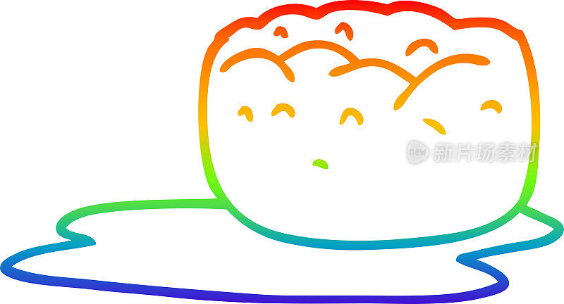 彩虹渐变线绘制卡通约克郡布丁和肉汁