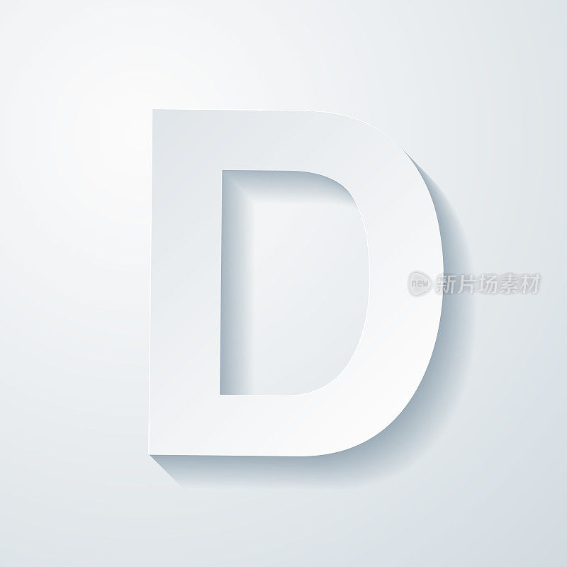 字母d空白背景上剪纸效果的图标