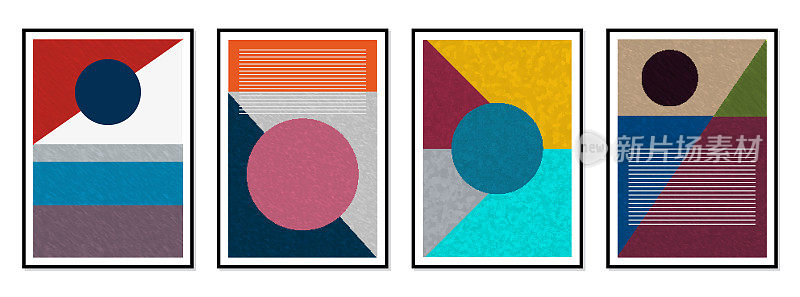 矢量集极简的几何形状艺术与色块卡片海报元素现代当代旗帜纹理图案，设计元素，抽象背景