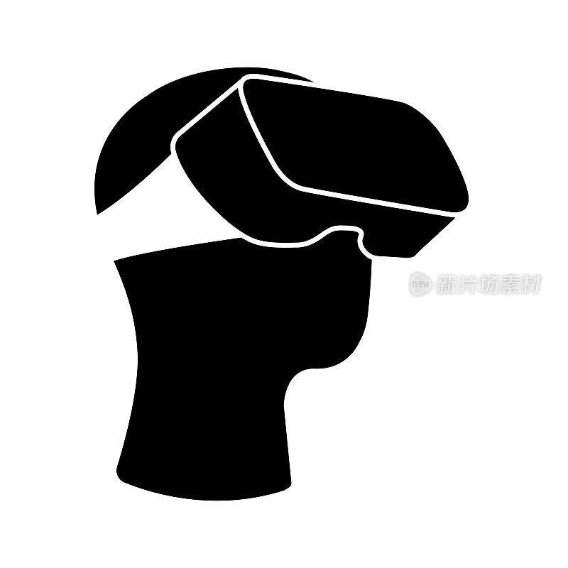 带虚拟现实头盔的人头图标