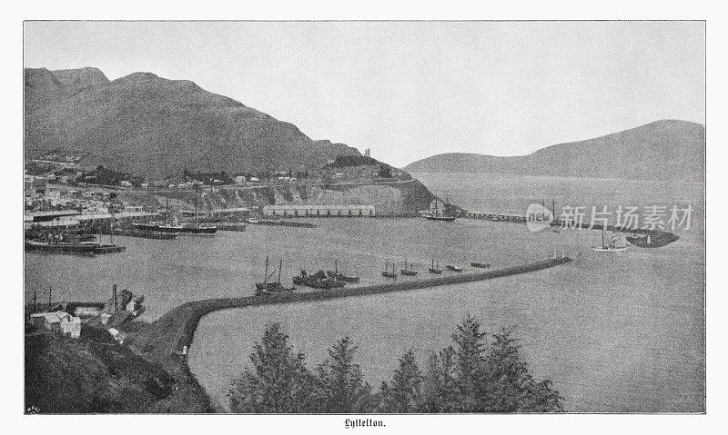 利特尔顿，新西兰南岛，半色调印刷，1899年出版