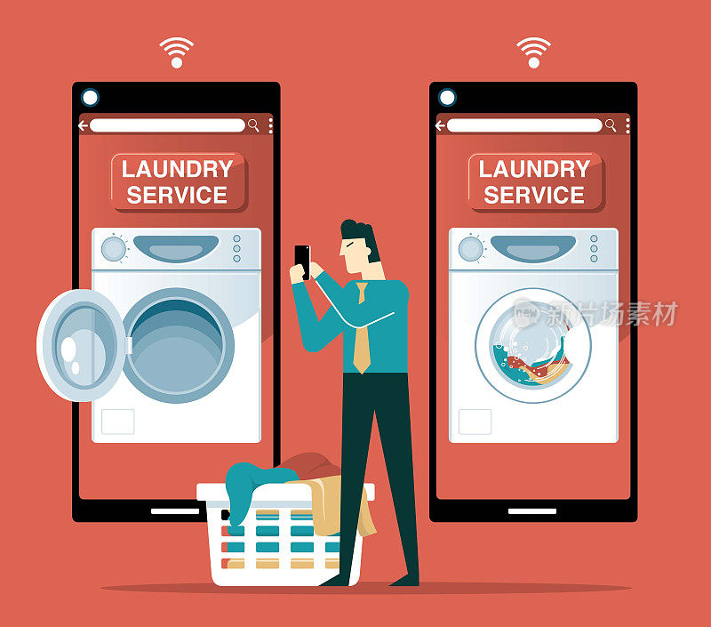 洗衣服务在线智能手机应用程序-商人