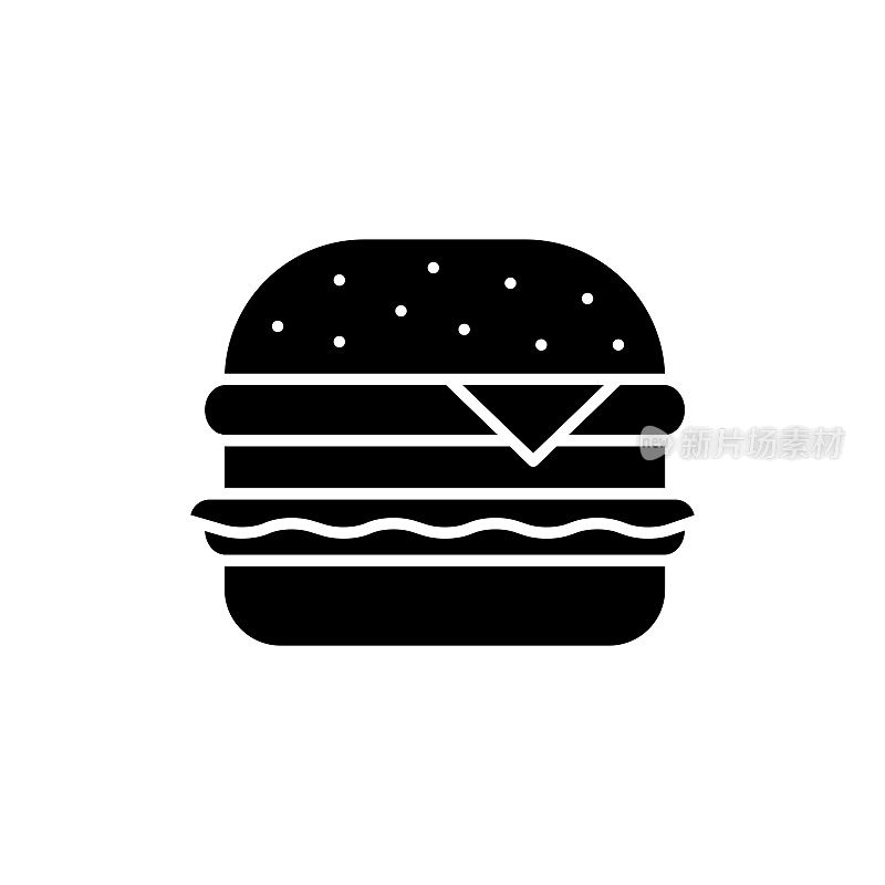 黑色汉堡平面图标
