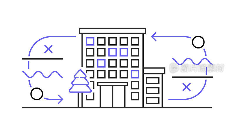 酒店建筑线图标设计
