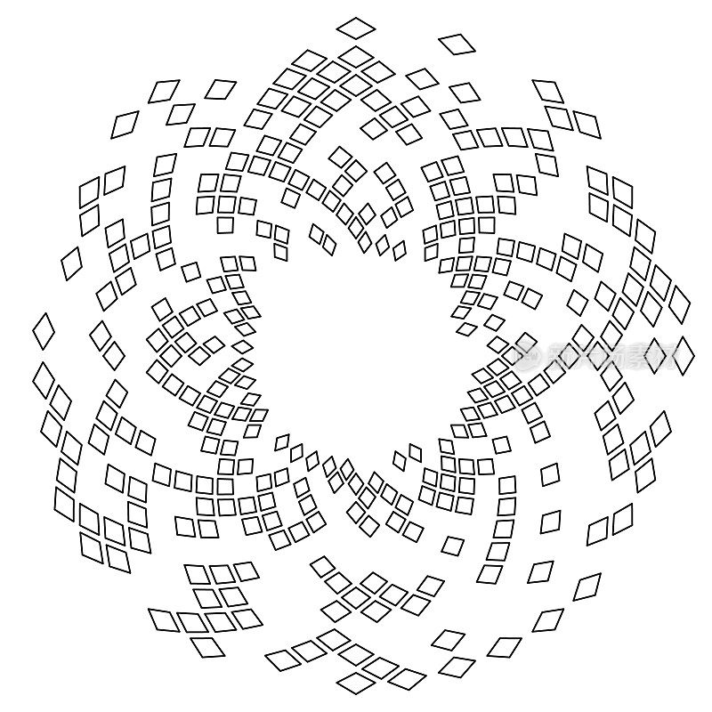 双漩涡菱形图案，在空白空间周围有间隙