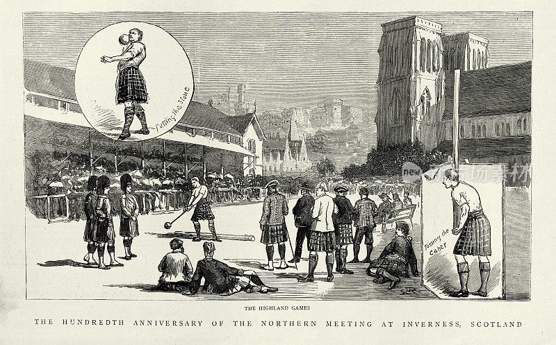 苏格兰高地运动会，掷木球，苏格兰因弗内斯北部会议，维多利亚时期，19世纪80年代