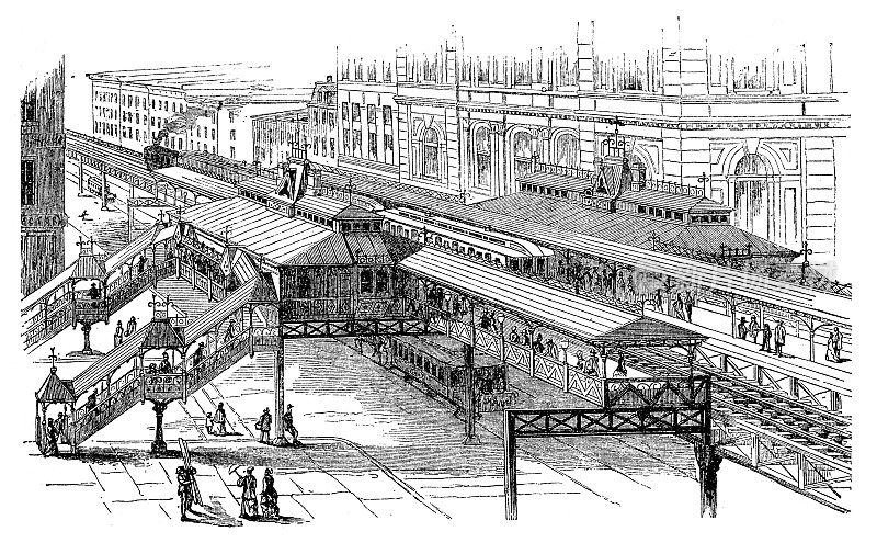 1881年的今天，纽约――第六大道和第二十三街的拐角处――高架铁路和车站