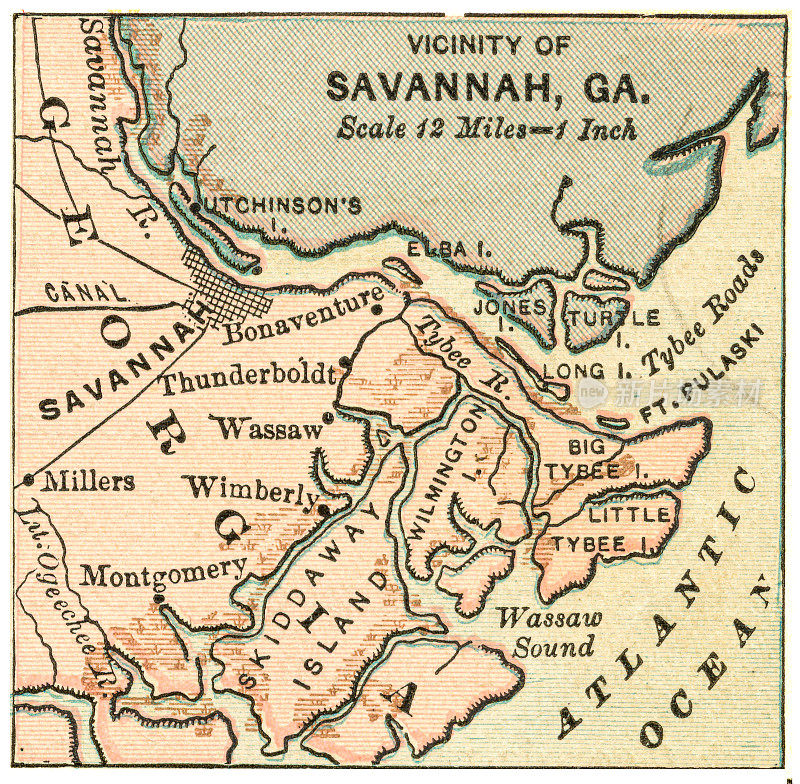 乔治亚州萨凡纳地图，1899年