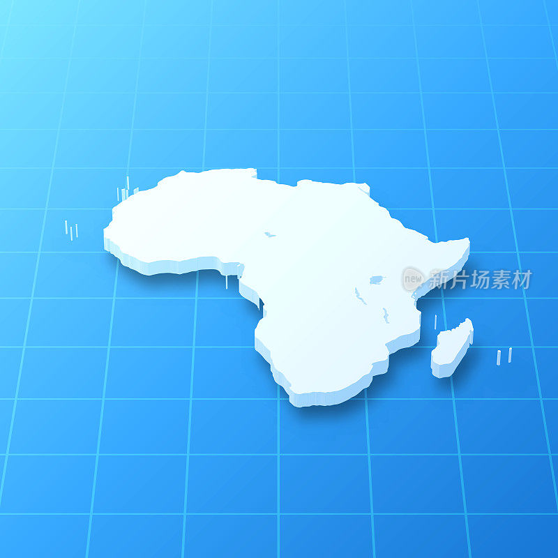 蓝色背景的非洲3D地图