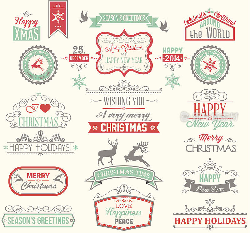 圣诞标签和设计元素