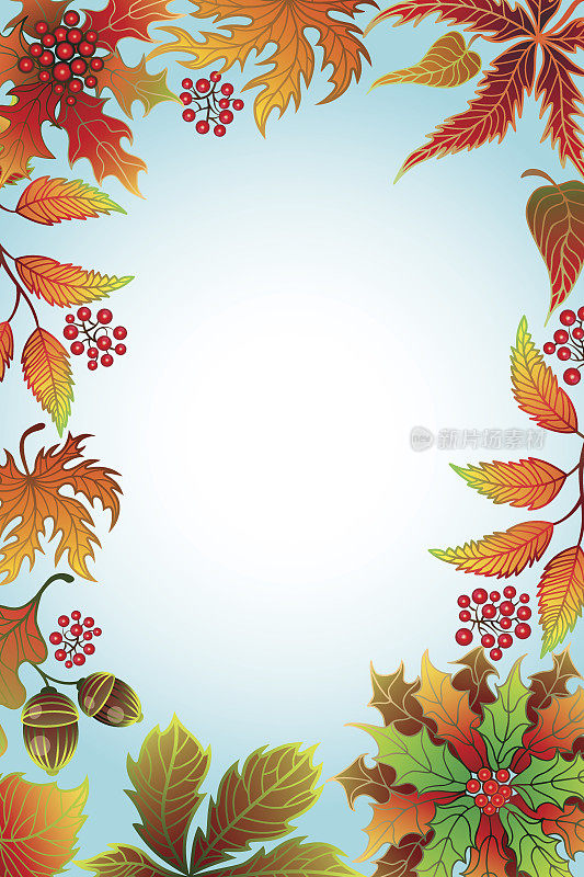 框架与秋天的树叶。