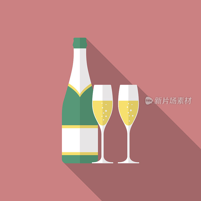 一瓶香槟和玻璃杯