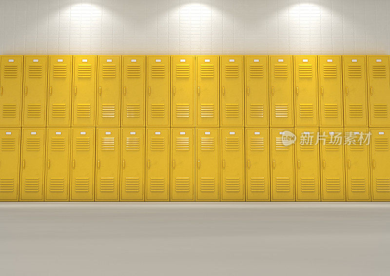 黄色的学校储物柜