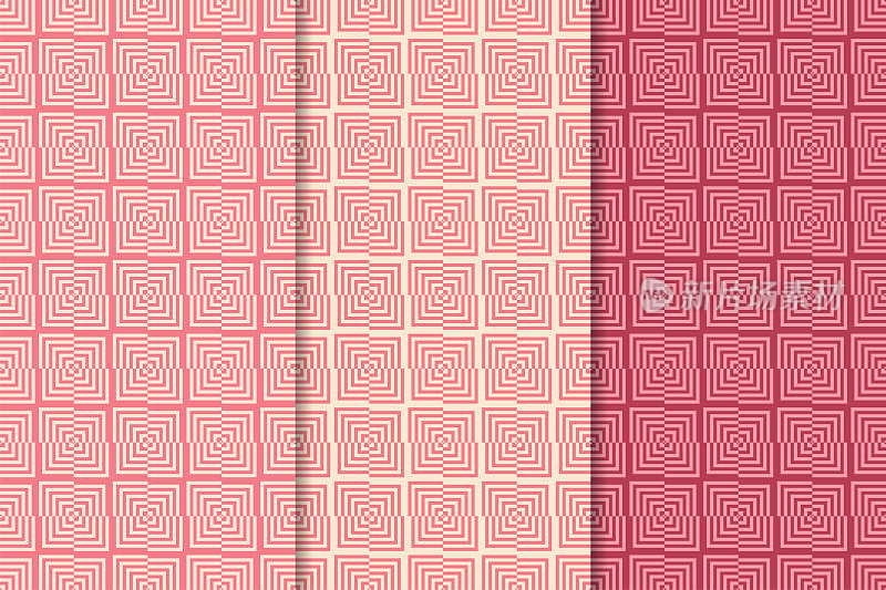 樱桃红色的几何无缝图案