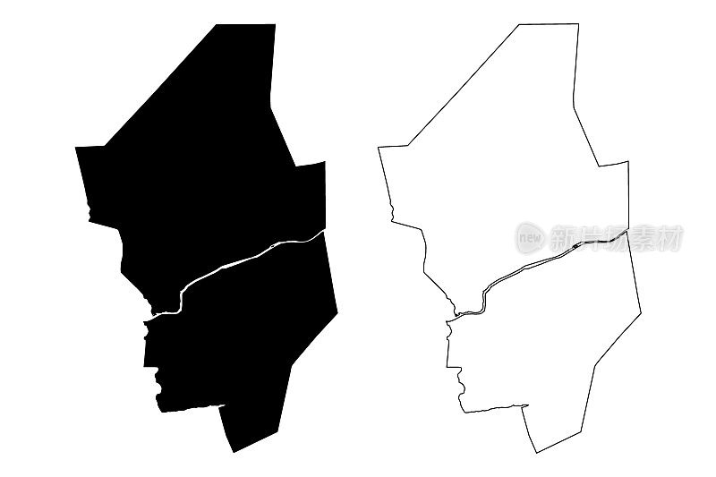 宾夕法尼亚州联邦哥伦比亚县(美国县，美利坚合众国，美国)地图矢量插图，草稿哥伦比亚地图