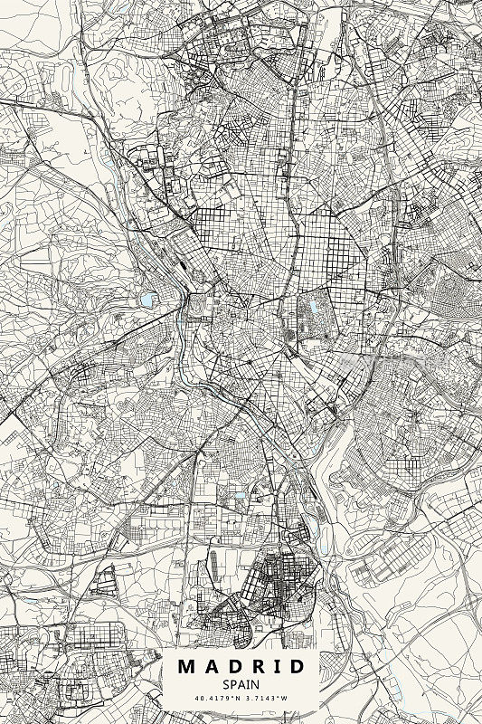 马德里，西班牙矢量地图