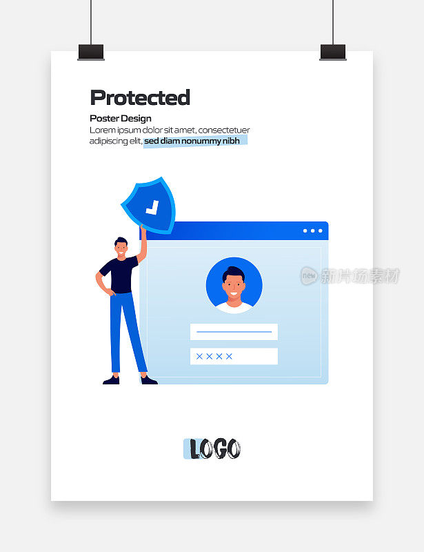 保护相关卡通风格平面设计矢量插图