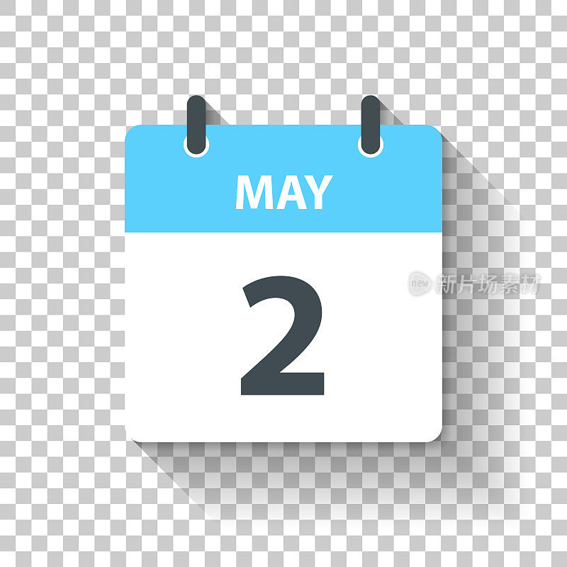 5月2日-日日历图标在平面设计风格