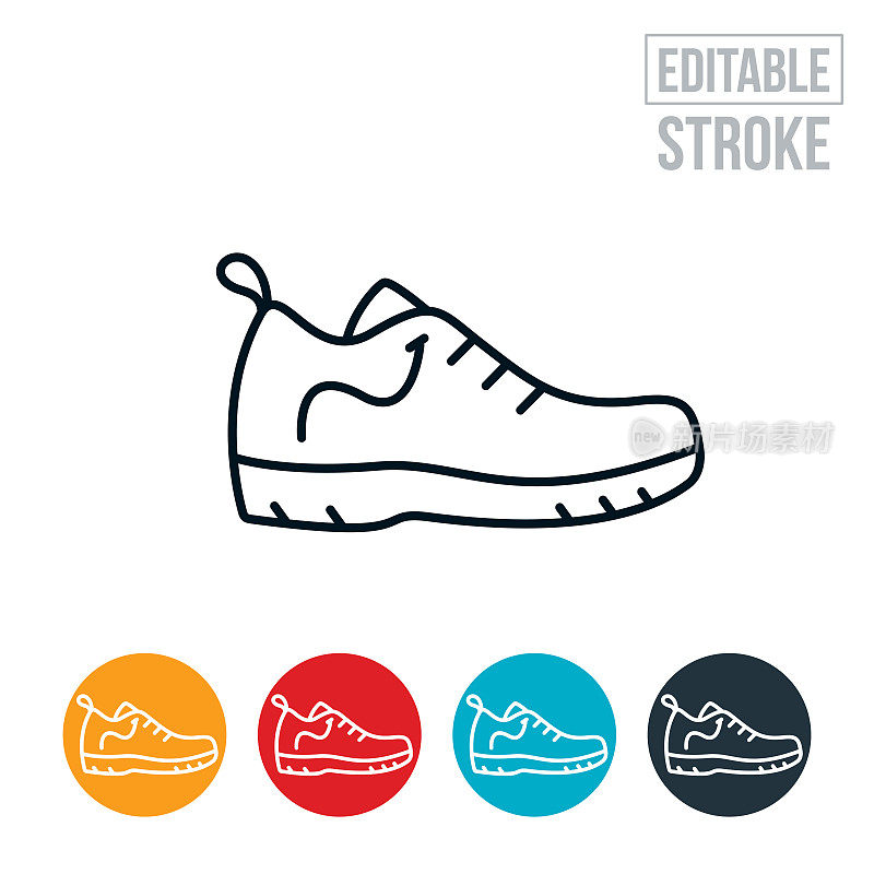 运动鞋线细图标-可编辑的描边