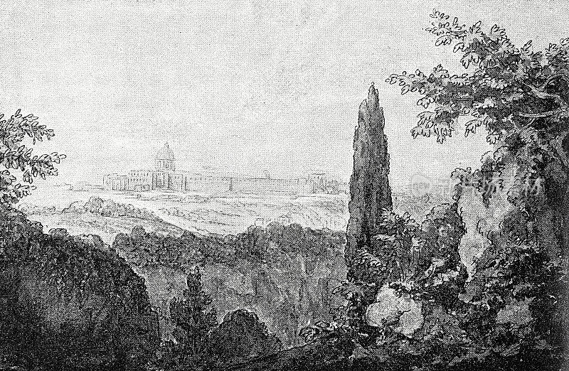 罗马，以约翰・沃尔夫冈・冯・歌德的水彩画为原型