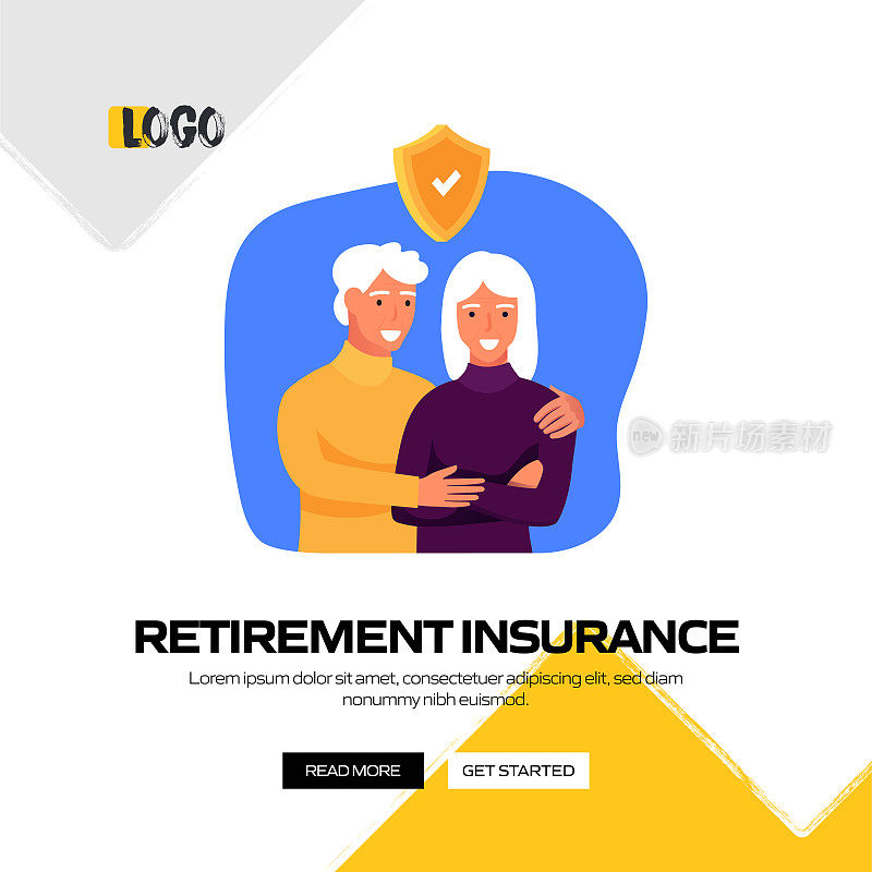 退休保险概念矢量插图网站横幅，广告和营销材料，在线广告，社交媒体营销等。