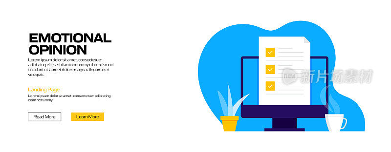 用于网站横幅、广告及营销材料、网络广告、商业演示等的情感观点概念向量插图。