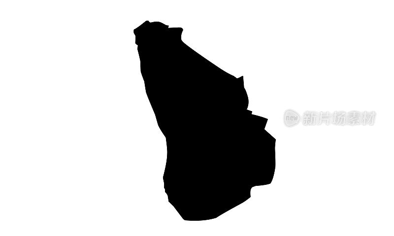 肯尼亚埃尔多雷特市黑色剪影地图
