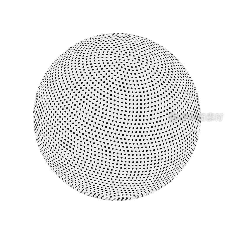 3d球体覆盖圆形，具有透视图