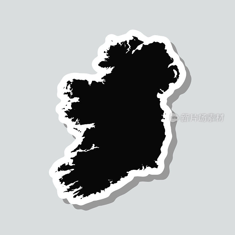 爱尔兰地图贴纸上的灰色背景