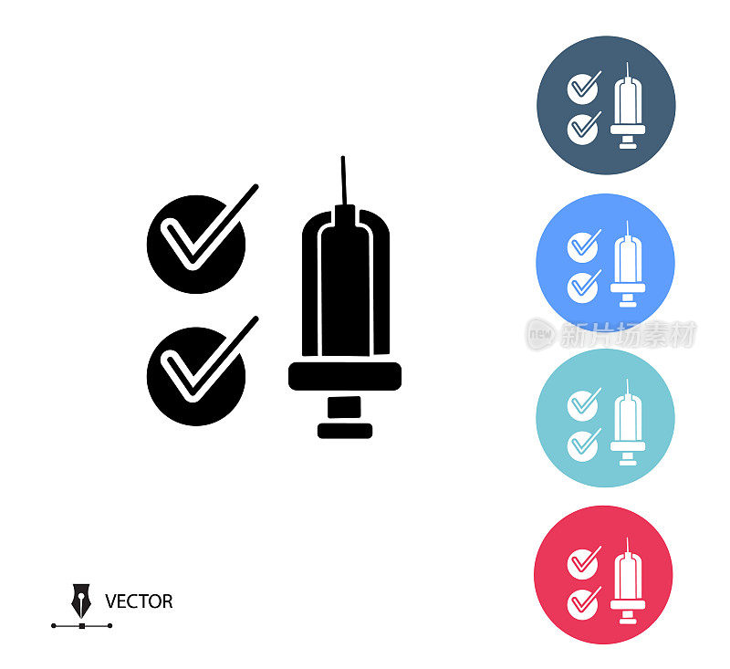 Covid-19流感病毒疫苗接种清单图标