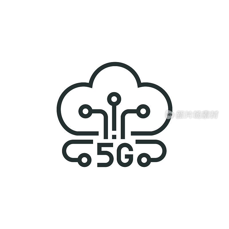 5G和技术，速度，网络，大数据，线图标