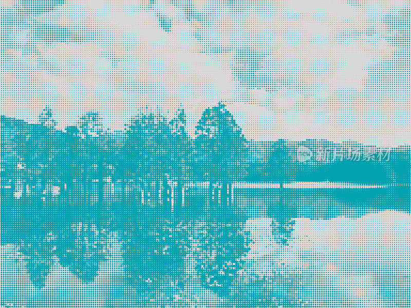 抽象蓝色半色调风格自然山水纹理背景