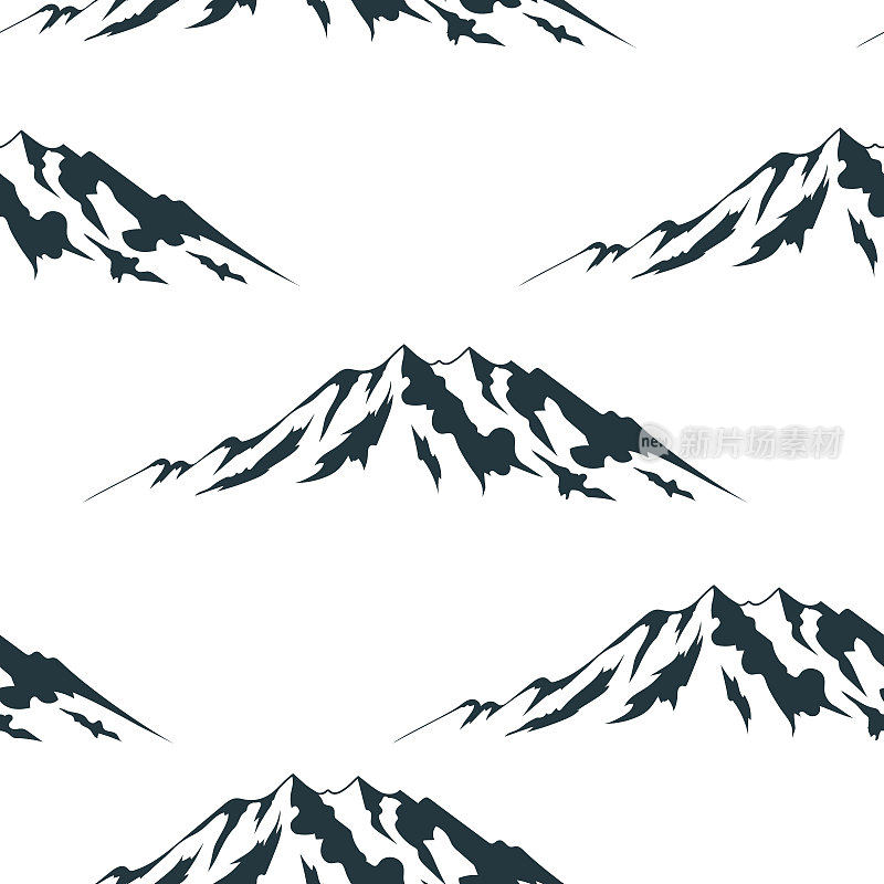与珠穆朗玛峰的无缝模式。矢量孤立的漫游纹理。纺织品的岩石背景。