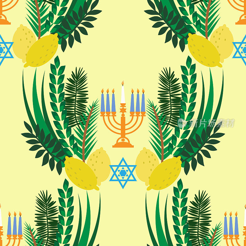 快乐住棚-模板海报，横幅。犹太的住棚节有苏卡，柠檬，艾特罗格，卢拉夫，阿拉瓦，哈达斯。