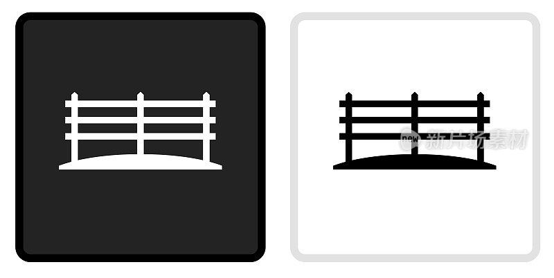 农场围栏图标在黑色按钮与白色翻转