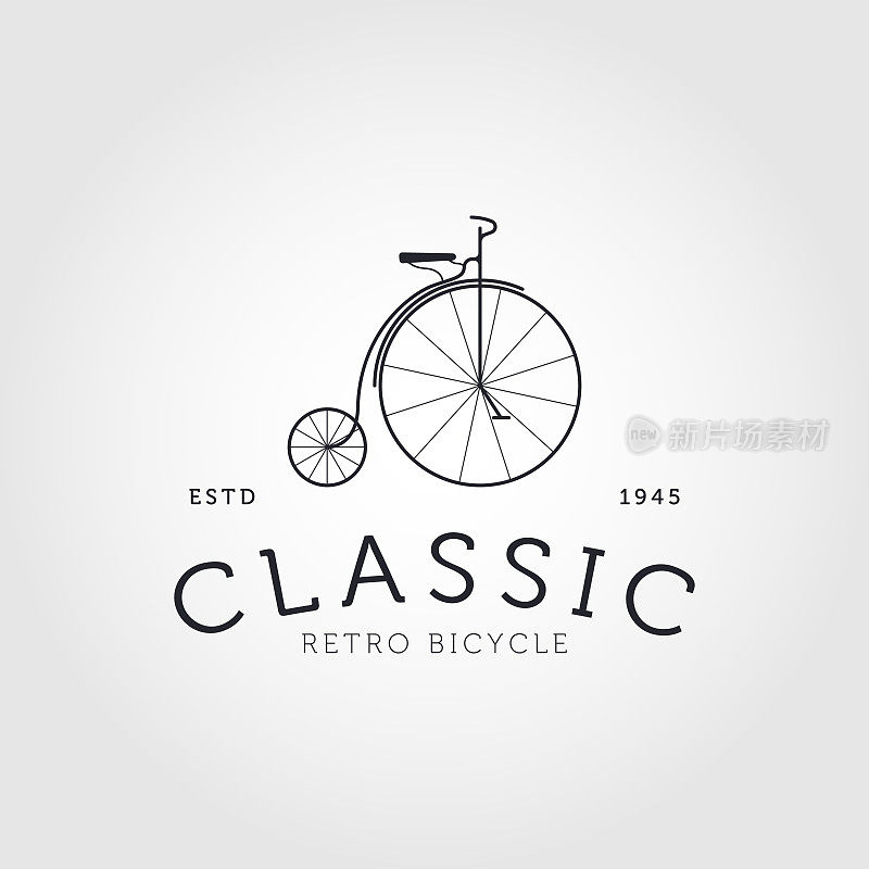 经典的自行车图标线艺术矢量插图设计。经典的自行车概念。