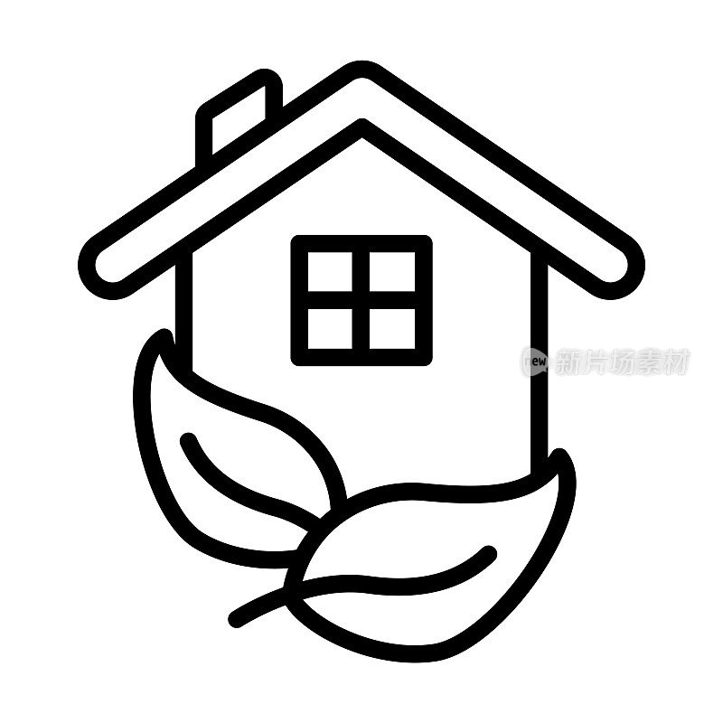 生态住宅图标从生态收集。薄线性生态房子，房子，生态轮廓图标孤立在白色背景上。线矢量生态住宅标志，网络和移动标志。