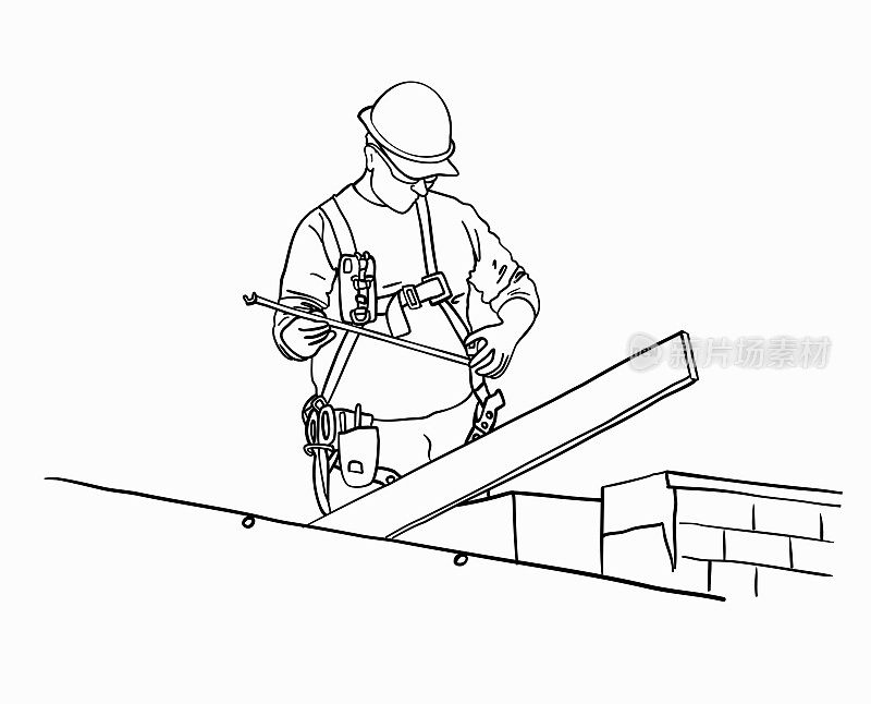 建筑工人在阳光明媚的日子里工作