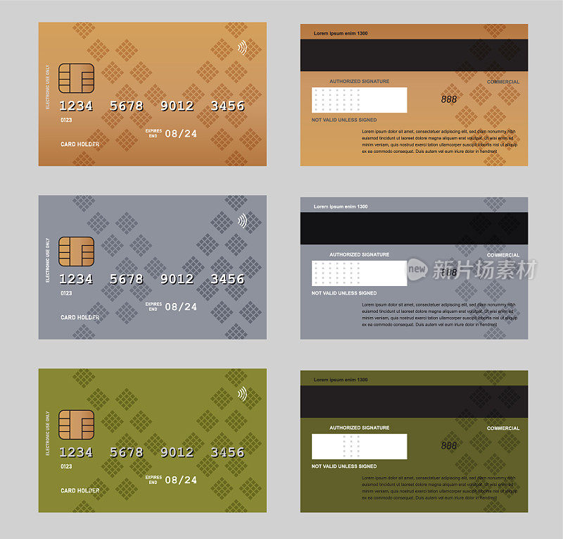 信用卡设置彩色抽象设计背景