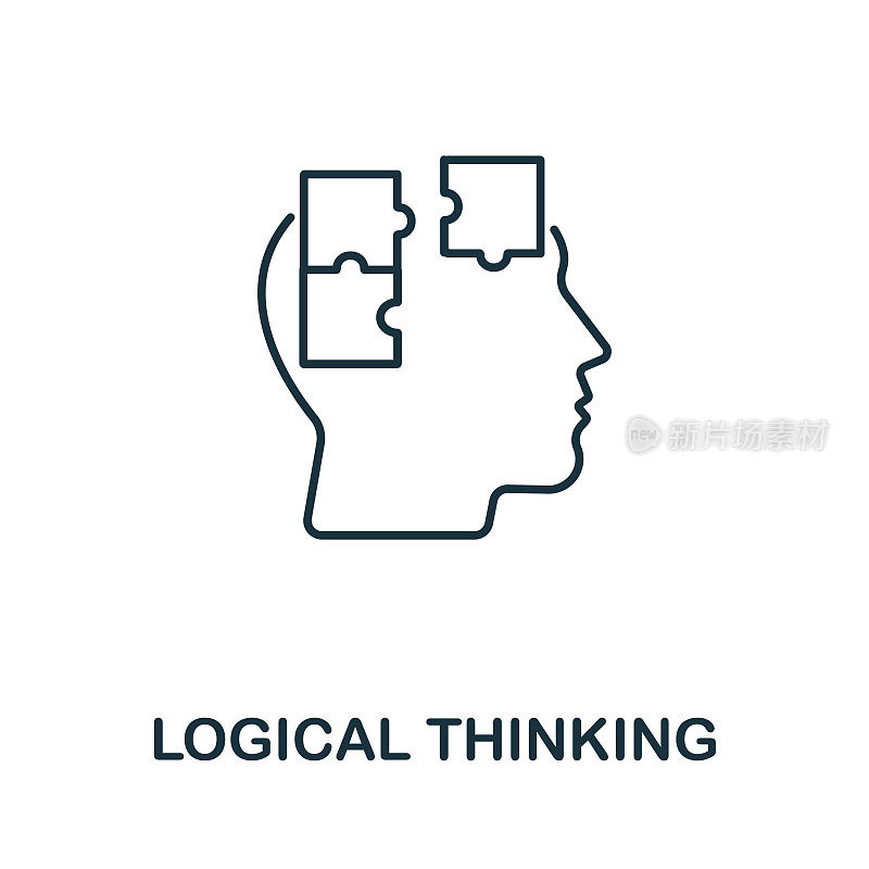 逻辑思维图标从个性收集。简单的线条逻辑思维图标模板，网页设计和信息图