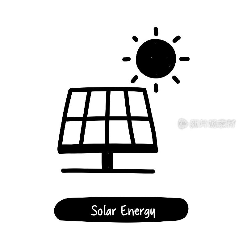 太阳能图标。潮流风格矢量插图符号