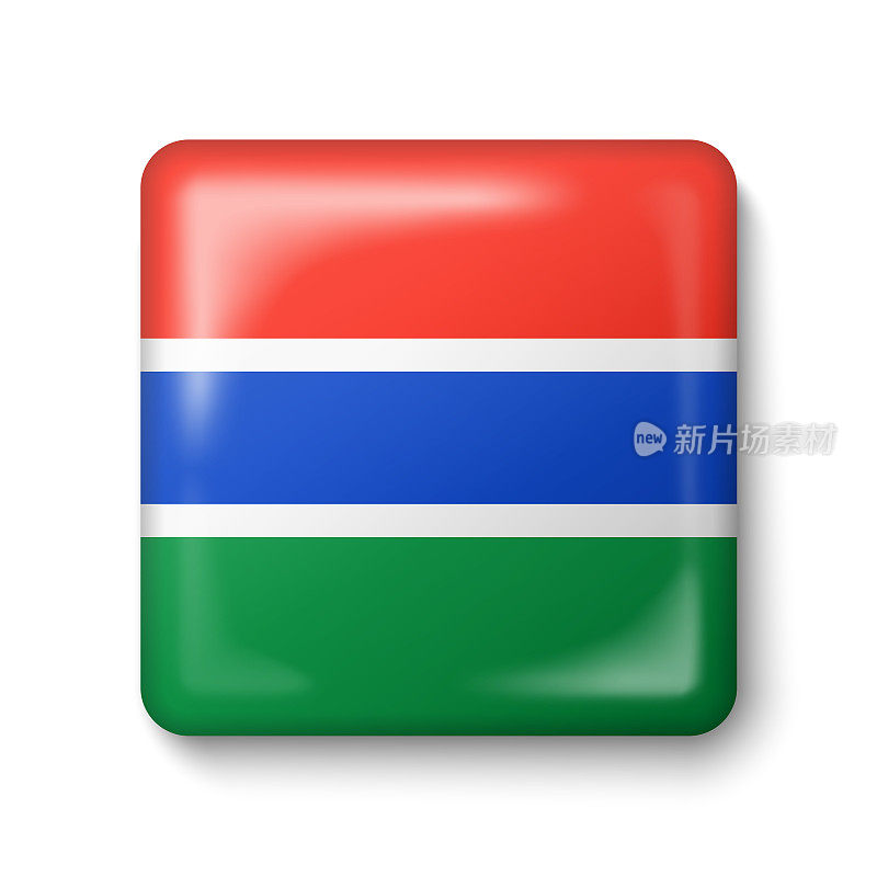 冈比亚国旗-广场光滑的图标。