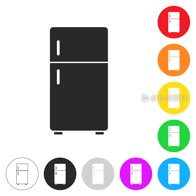 冰箱。彩色按钮上的图标