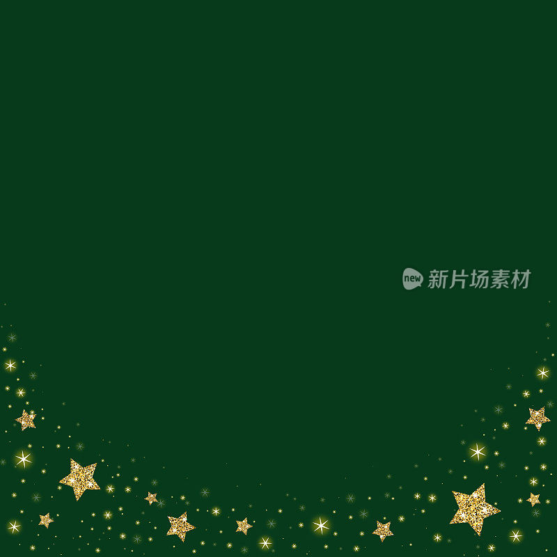 圣诞背景材料与闪闪发光的星尘散落的绿色背景
