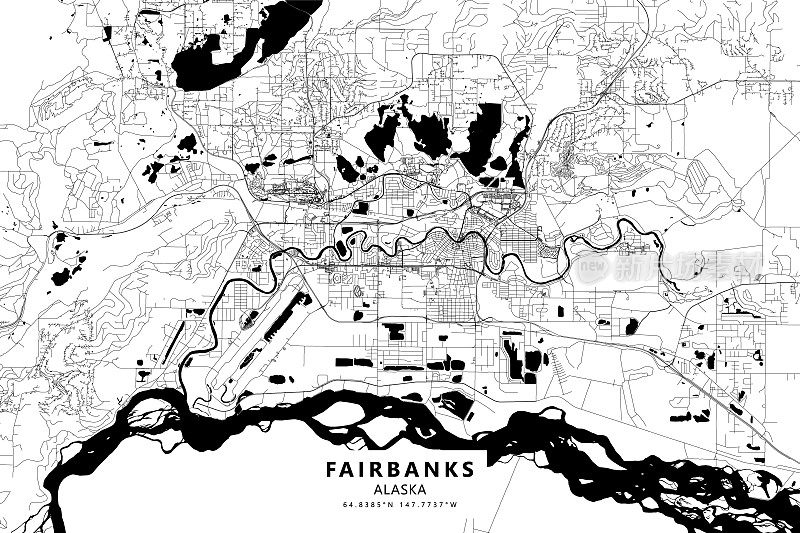 费尔班克斯，阿拉斯加矢量地图