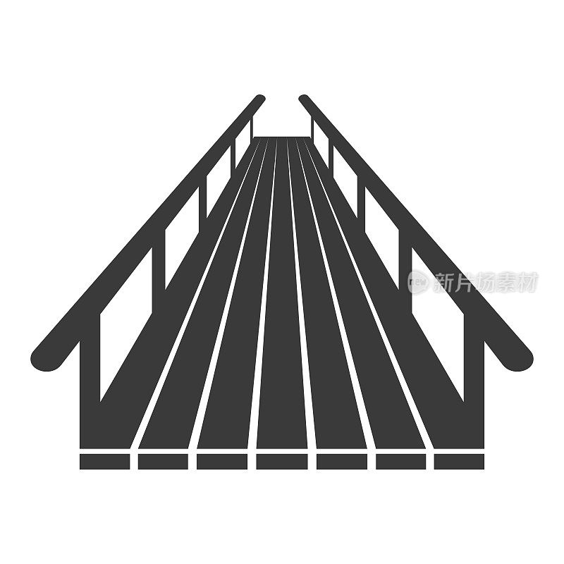 木质悬索桥象形图标孤立的白色背景。矢量插图。