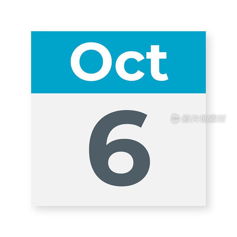 10月6日――日历页。矢量图
