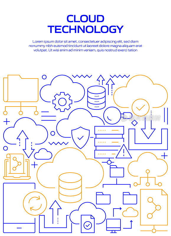 云技术相关的网页，标题，小册子，年度报告和书籍封面横幅设计