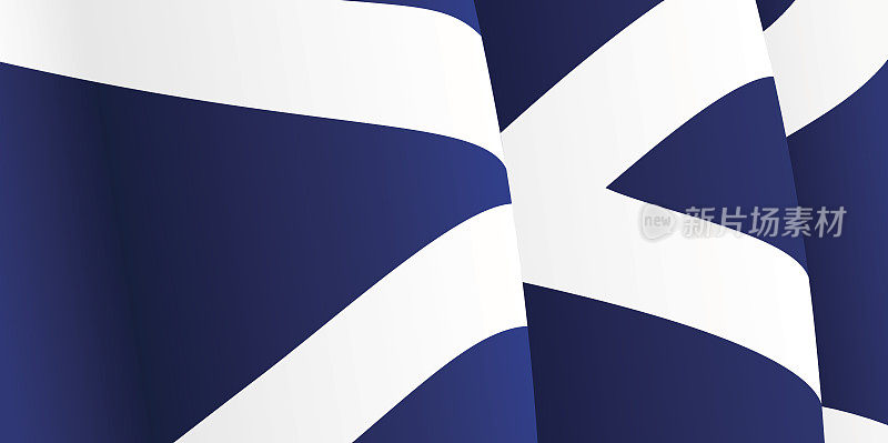 背景是飘扬的苏格兰国旗。向量